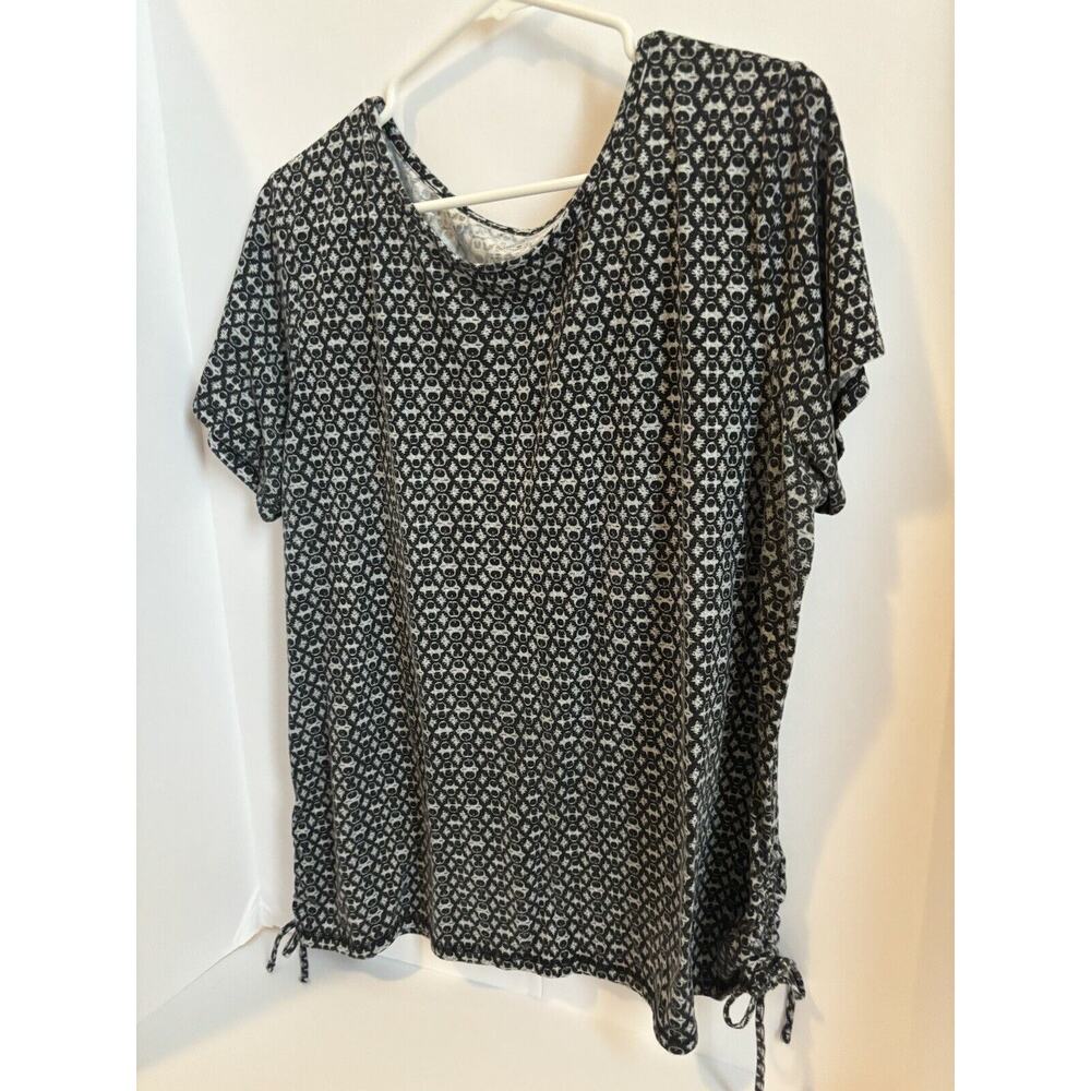 St John's Bay Top Women's Black and Gray Short Sleeve Blouse Geometric Size 1X